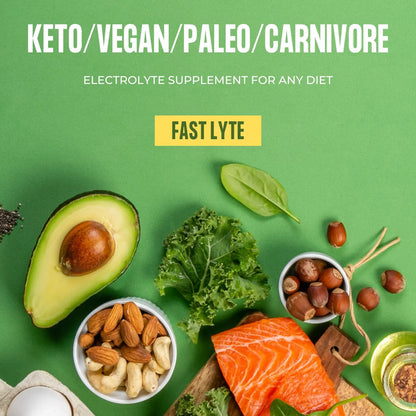 FAST LYTE No Sugar Electrolytes Powder in the Raw | Mix in Coffee, Soup, Juice, Water, Smoothies, Broth, Anything | No Sweeteners or Flavorings | Keto & Sugar Free | Non-GMO & Vegan FAST LYTE