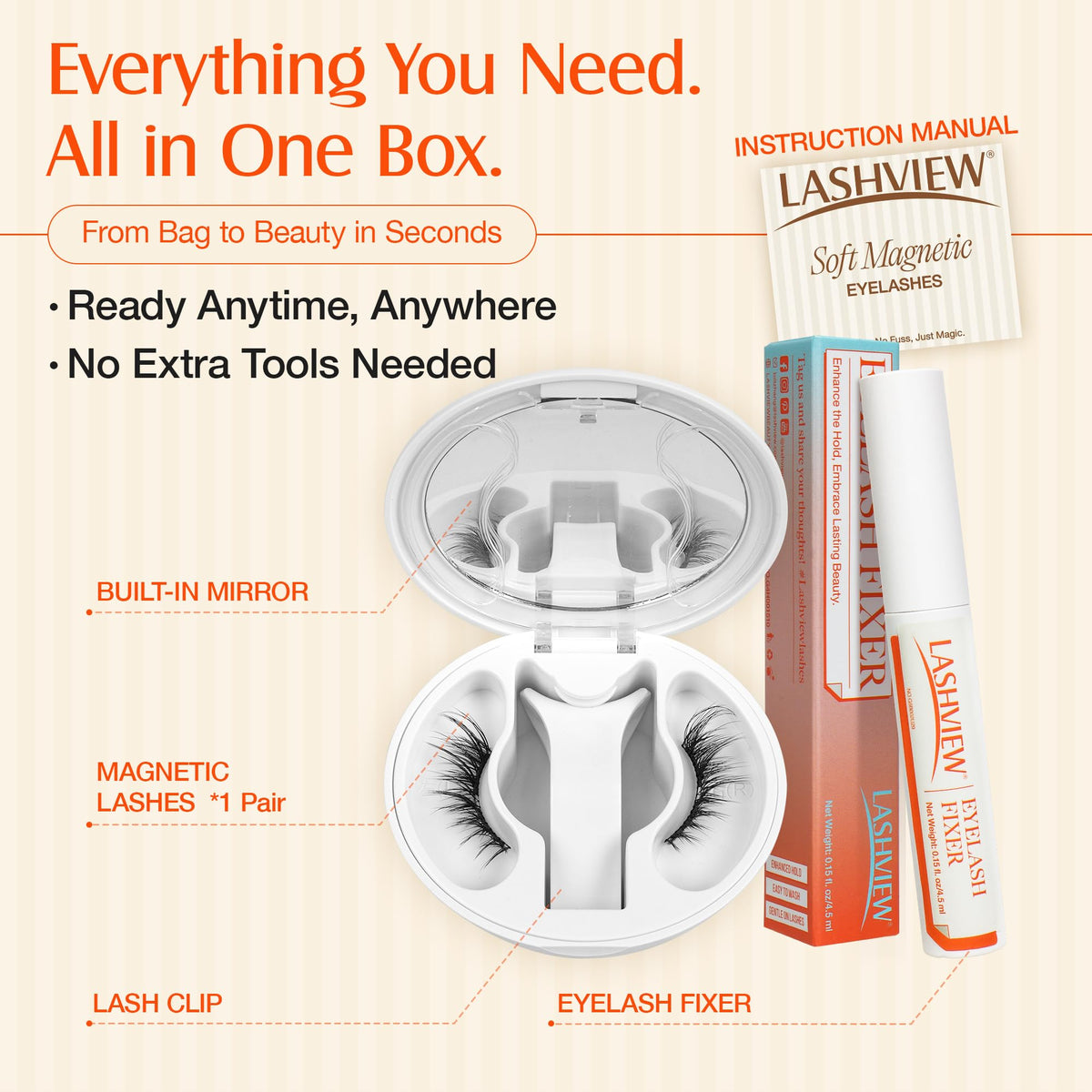 LASHVIEW Upgrade Magnetic Eyelashes with Applicator,No Glue Needed Natural Wispy Magnetic Lashes, Reusable Soft Magnetic Eyelashes, Cat Eye Look Easy to Wear & Remove (AN26) LASHVIEW