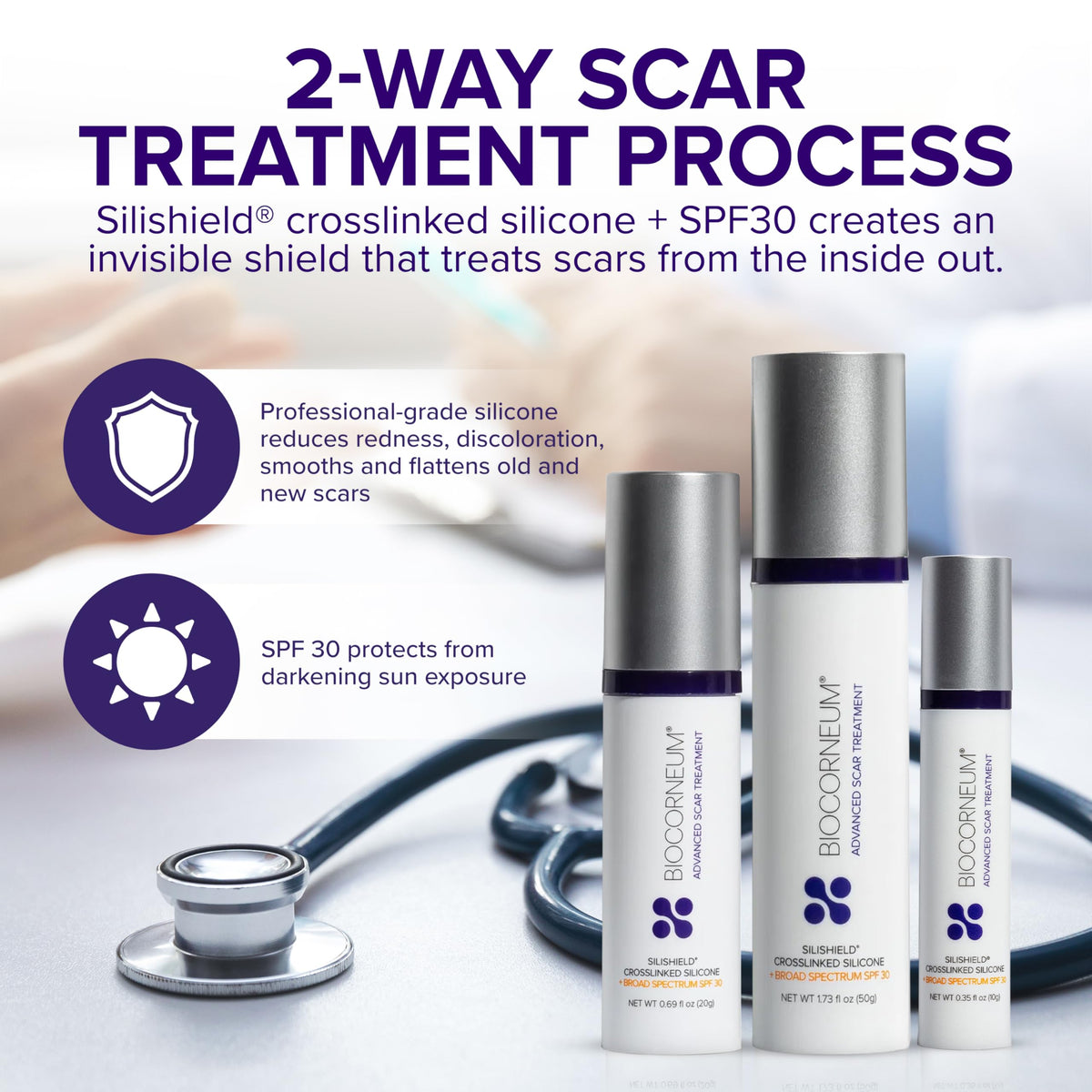 Biocorneum Silicone Scar Gel with SPF 30, Fast-Drying Scar Cream, 10g BIOCORNEUM