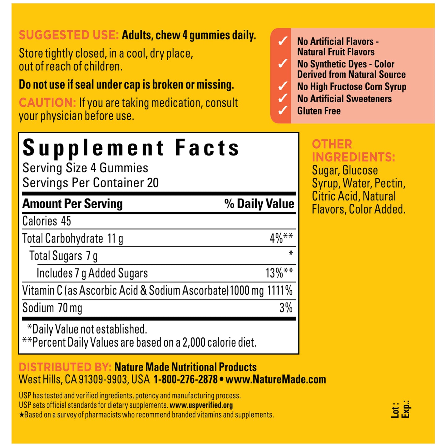 Nature Made Maximum Strength Dosage Vitamin C 1000mg per Serving, Immune Support Vitamin C Gummies for Adults, 80 Gummies, 20 Day Supply Nature Made