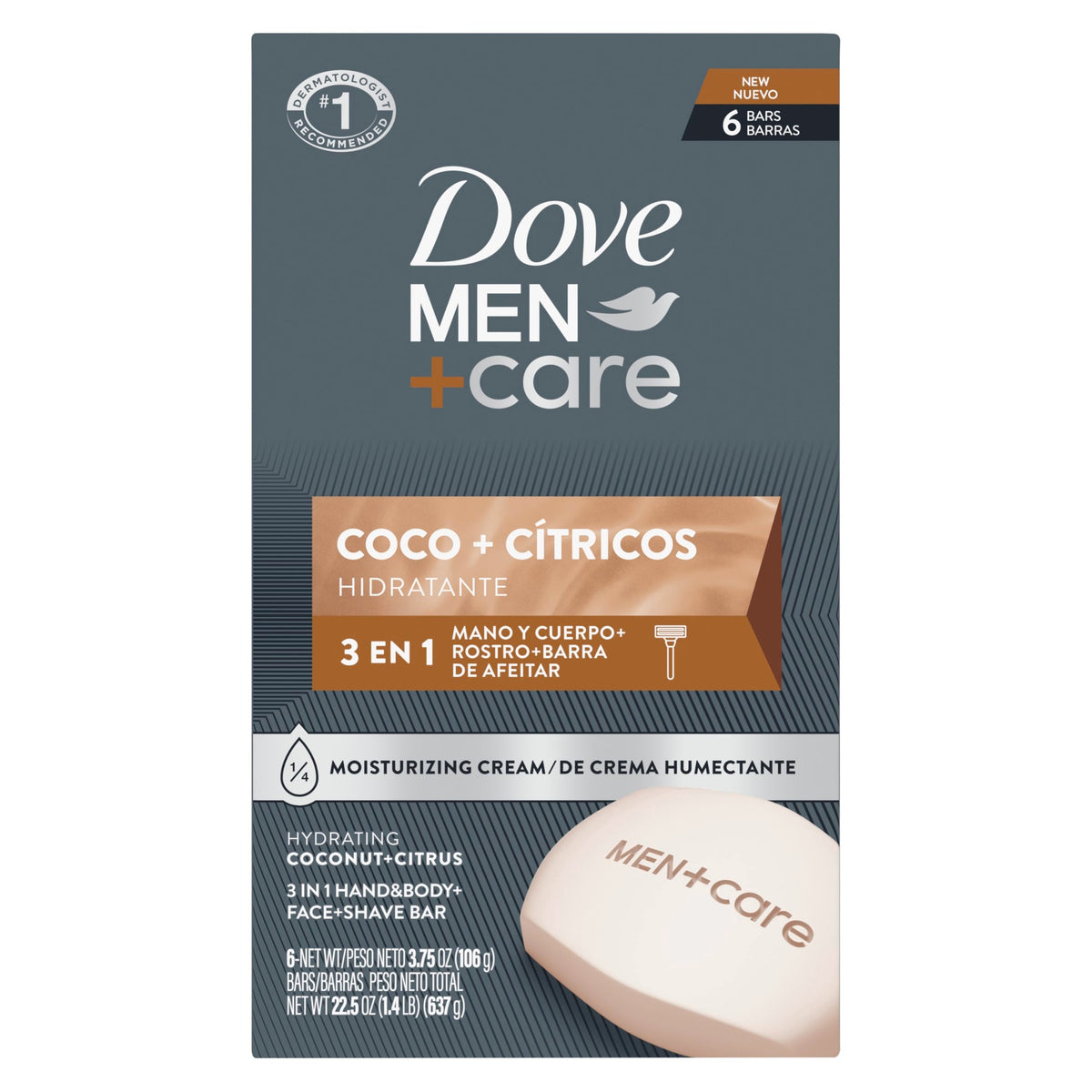 Dove Men Hidratante Coco + Cítricos Hand & Body Face 6 Count 3.75 oz DOVE MEN + CARE