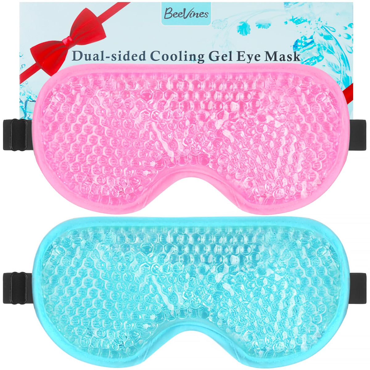 BeeVines Gel Eye Mask, Cooling Ice Masks for Puffy Eyes (2 Pack) BeeVines