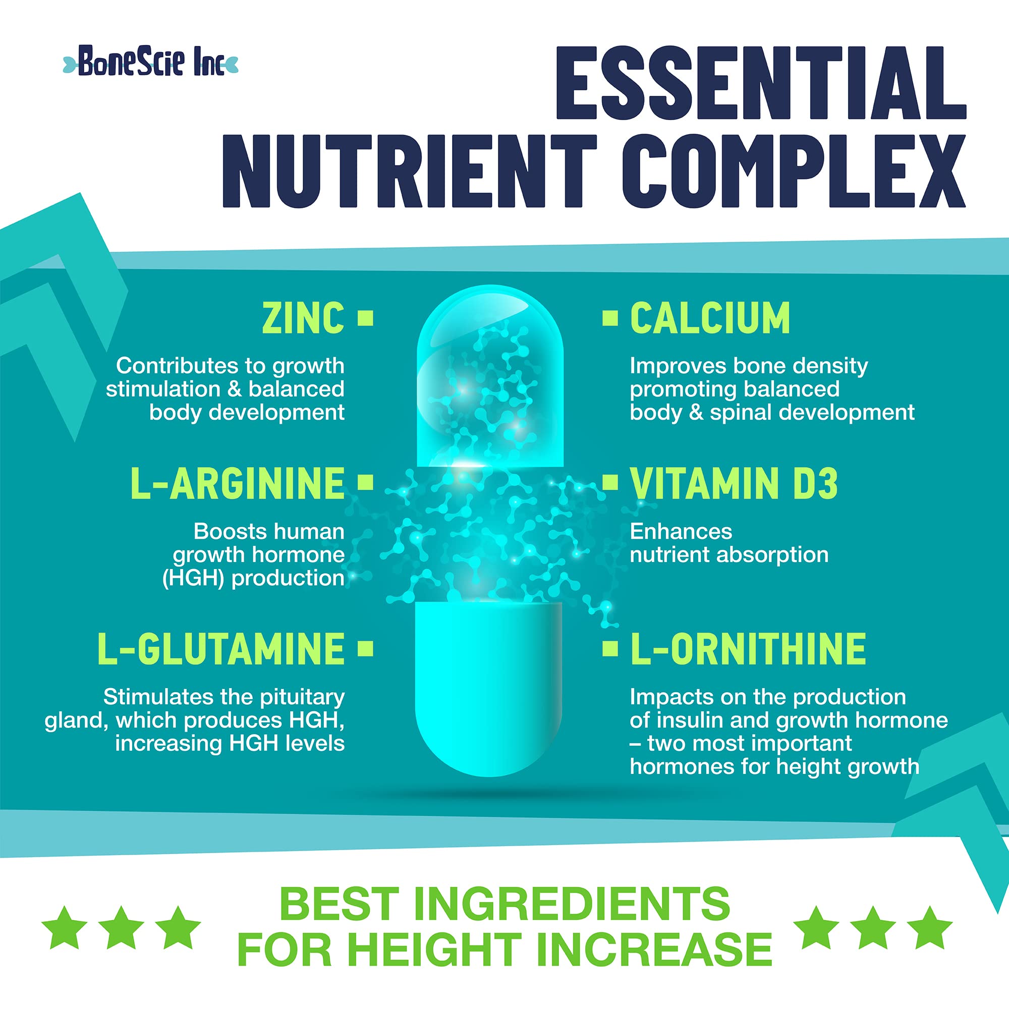 Height Growth Maximizer - Made in USA - Natural Height Increase Booster & Bone Growth Pills - Grow Taller Supplement for Adults, Teens & Kids - Vitamins for Boys & Girls to Get Taller - 120 capsules BONESCIE INC buy australia supplements