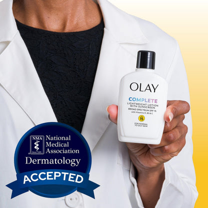 Olay Face Moisturizer, Complete with Sunscreen SPF 15, Daily Facial Lotion for Normal Skin, Lightweight Hydrating Broad Spectrum Sun Protection - Vitamin C, E, and Niacinamide - 6 Oz 2 Pack Olay