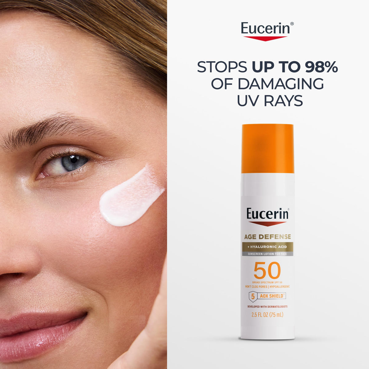 Eucerin Sun Age Defense Face Sunscreen Lotion SPF 50, 2.5 FL OZ Eucerin