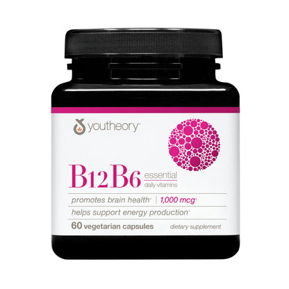 Youtheory B12B6 - Vitamin B12 & B6 - Supports Mood, Nervous System & Metabolism* - Aids Memory & Stress Management* Youtheory