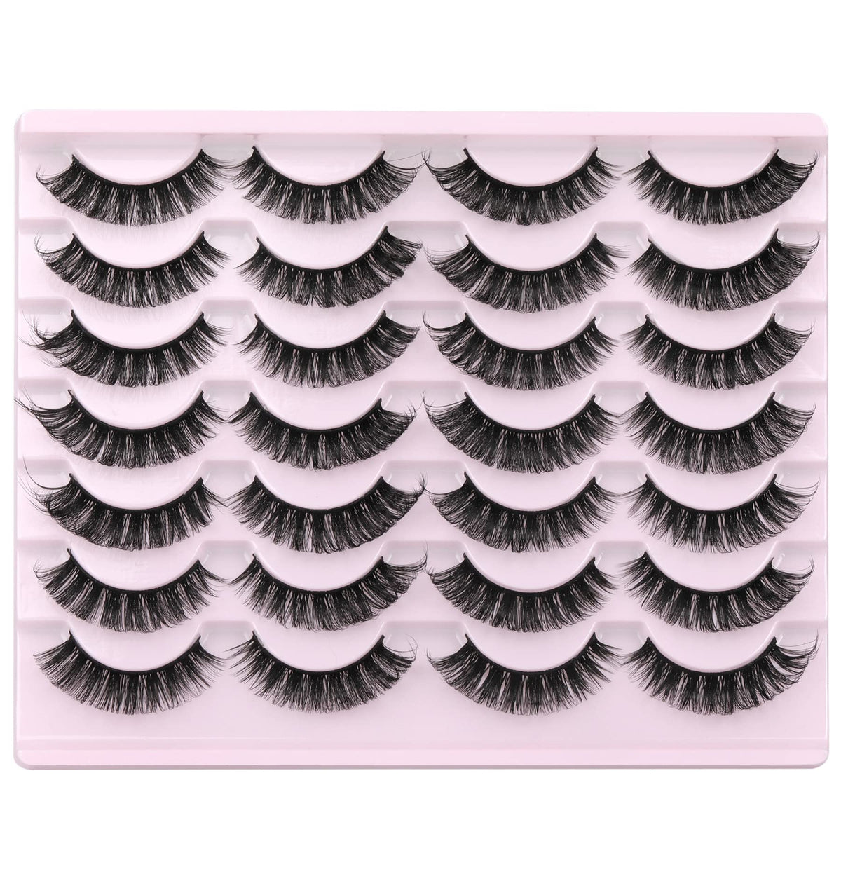 False Eyelashes Russian Strip Lashes Volume Fake Eyelashes Extension D-Curly Wispy Handmade Soft Reusable 14 Pairs Lashes Pack zanlufly