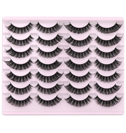 False Eyelashes Russian Strip Lashes Volume Fake Eyelashes Extension D-Curly Wispy Handmade Soft Reusable 14 Pairs Lashes Pack zanlufly