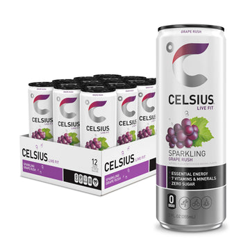 CELSIUS Sparkling Grape Rush, Functional Essential Energy Drink 12 Fl Oz (Pack of 12) CELSIUS buy australia supplements