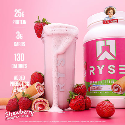 RYSE Loaded Protein Powder - Jet-Puffed Marshmallow - 25g Whey Protein Isolate & Concentrate with Prebiotic Fiber & MCTs - Low Carb, Low Sugar, Digestive-Friendly - 27 Servings / 2 lb Tub