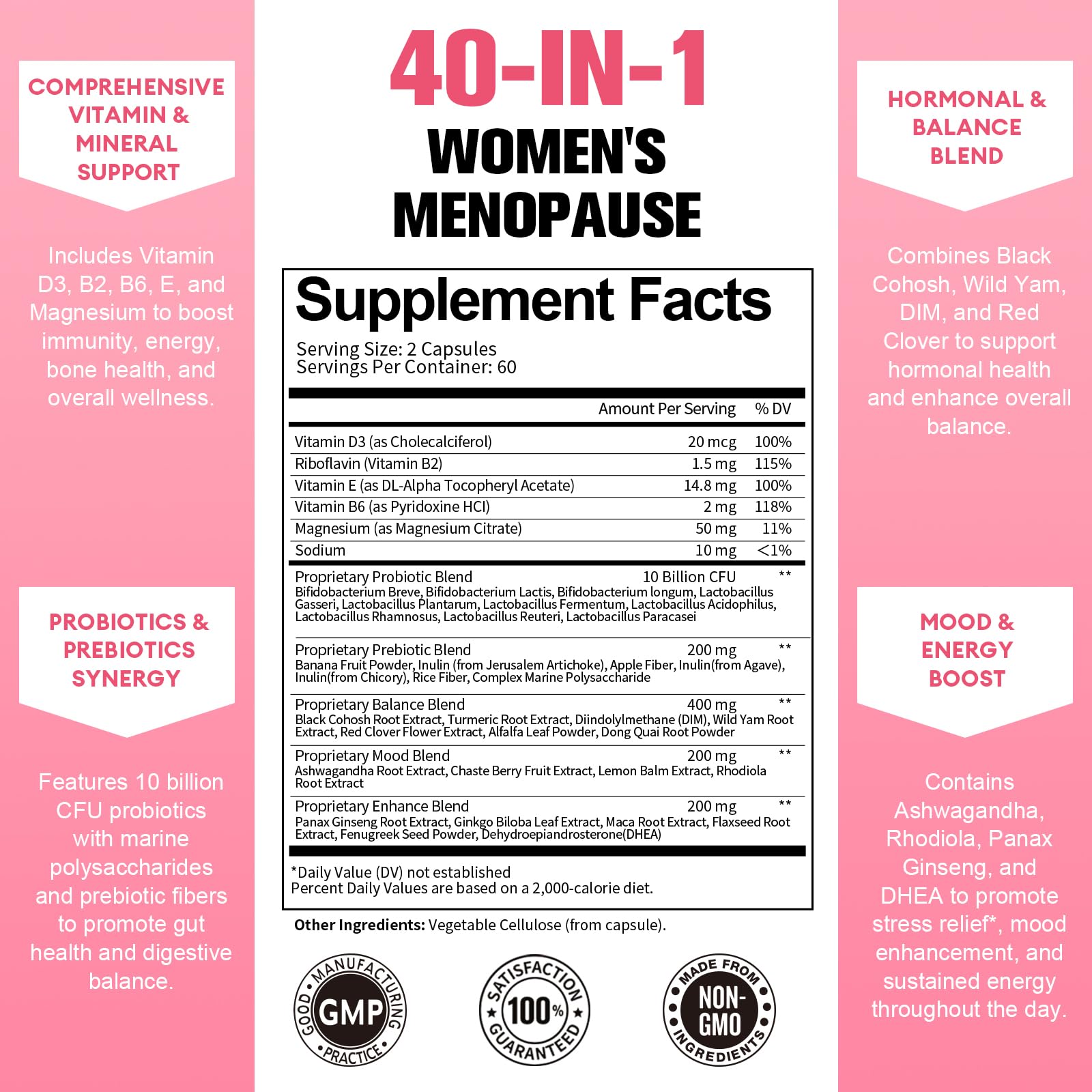 40-in-1 Menopause Supplements for Women, Multibenefit & Complete Black Cohosh for Hot Flashes, Night Sweats & Hormone Balance, w/ Probiotics, DIM, Vitex, Dong Quai, Red Clover and More, 120 Vegan Caps Totaria buy australia supplements