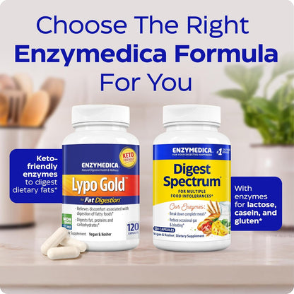 Enzymedica Lypo Gold - Protease, Amylase & Lipase Digestive Enzymes for Women & Men, Enzyme Supplement for Fat Digestion, Gut Health & Gallbladder Support, Helps Gas & Bloating, Gluten Free - 60 Caps Gsupps Australia