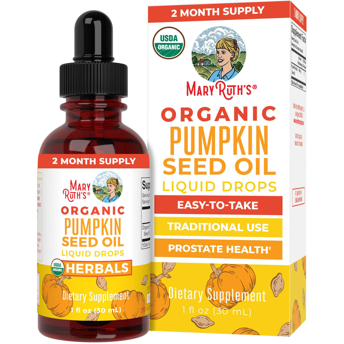 MARYRUTH'S Organics Pumpkin Seed Oil Cold Pressed | 2 Month Supply | USDA Organic Pumpkin Seed Liquid Drops for Men and Women | Urinary Health in Men MARYRUTH'S
