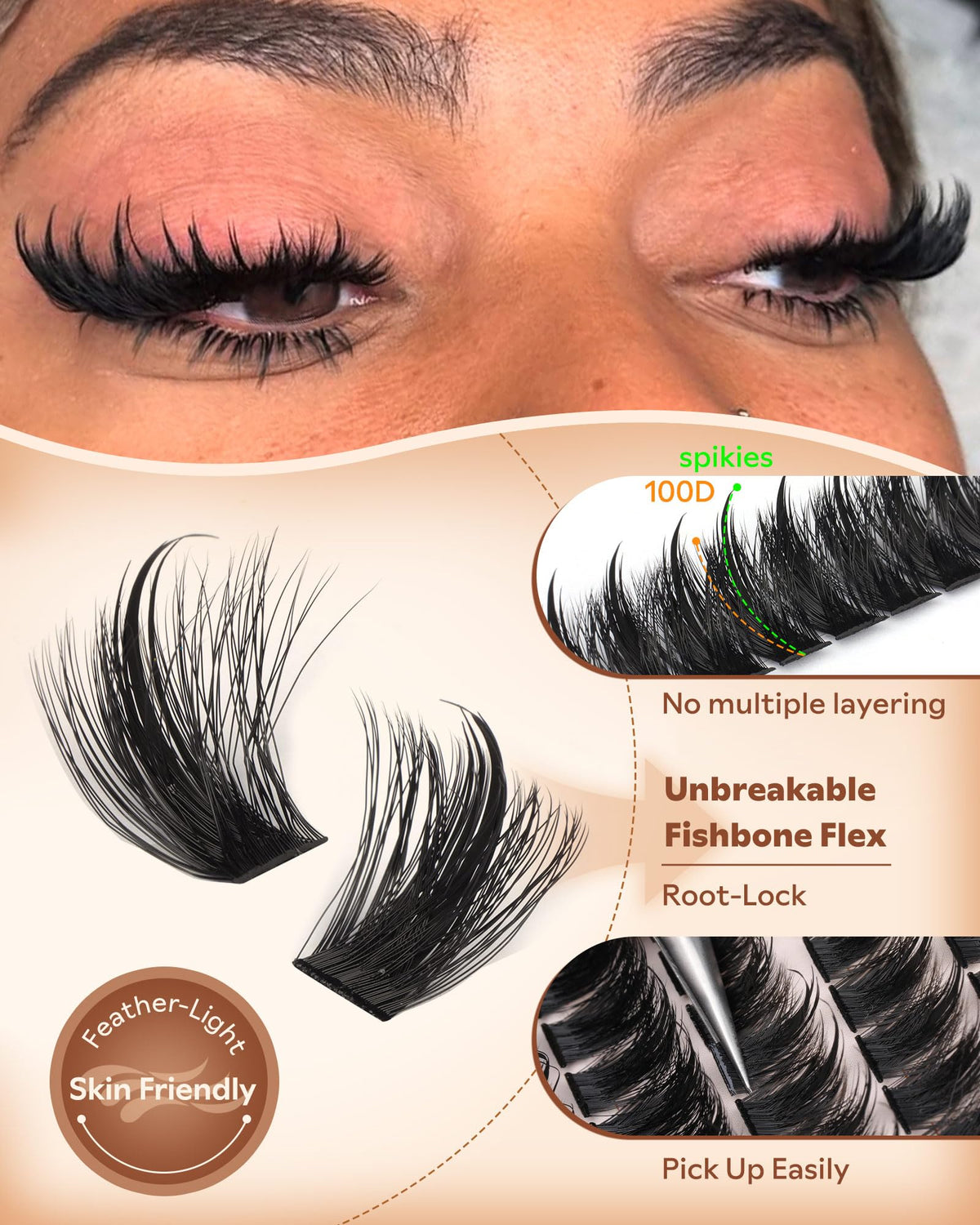Goddvenus Manga Lash Clusters With Spikes Wispy Cluster Eyelash Extensions Fluffy Anime Eyelashes Clusters Reusable Faux Mink Fairy Individual Lash Extension (D Curve 12-18mm 204 pieces) Goddvenus