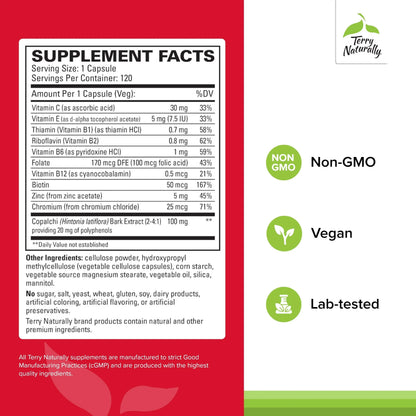 Terry Naturally Sucontral D - B-Complex & Folate Supplement - Carbohydrate Metabolism Support - Vitamin & Mineral Supplement with Zinc & Chromium Terry Naturally