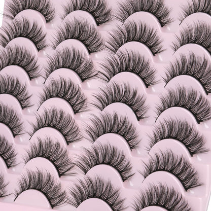 False Eyelashes 14mm Faux 3D Mink Lashes Natural Look Cat Eye Wispy Lashes Pack by Kiromiro, 14 Pairs Kiromiro