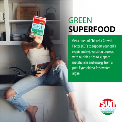 Sun Chlorella 500mg Whole Body Wellness Green Algae Superfood Supplement - Immune Defense, Gut Health, Natural Purification, Energy Boost Sun Chlorella