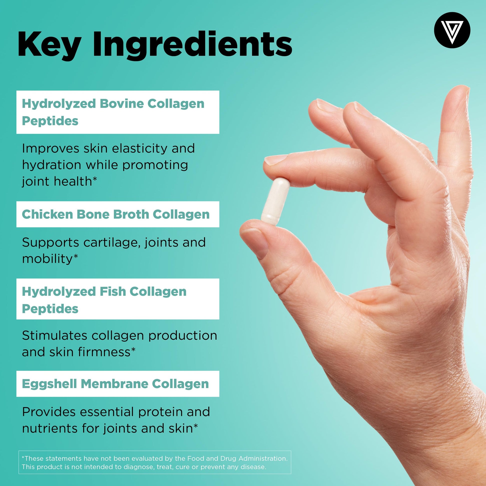 Vital Vitamins Multi Collagen Peptides Complex for Women & Men, 150 Pills | Supports Skin, Hair & Nails, 5 Collagen Types I II III V & X, Grass-Fed Non-GMO Collagen Supplements Gsupps Australia