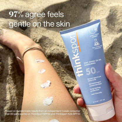 Thinksport Mineral Sunscreen SPF 50+ Zinc Oxide, Water Resistant, 6 Fl Oz THINK