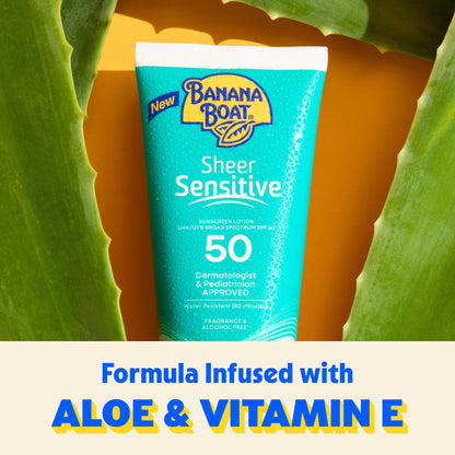 Banana Boat Sheer Sensitive Sunscreen Lotion SPF 50, 6 Fl Oz Banana Boat
