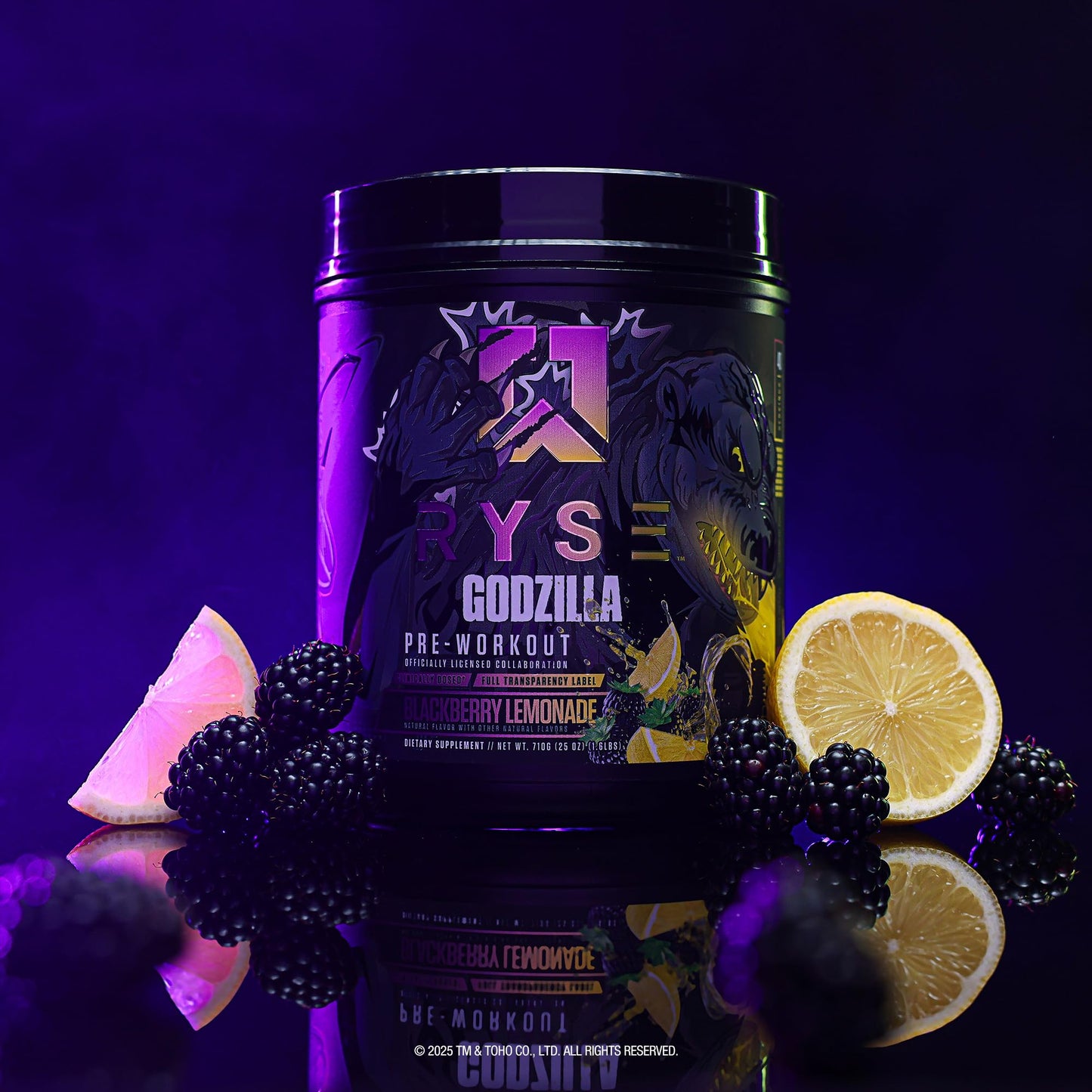 RYSE Godzilla X Noel Deyzel Pre Workout Powder - Monsterberry Lime - 400mg Caffeine, High Stim Pre-Workout for Men & Women with Citrulline & Beta Alanine - Energy, Pump & Focus - 20/40 Servings