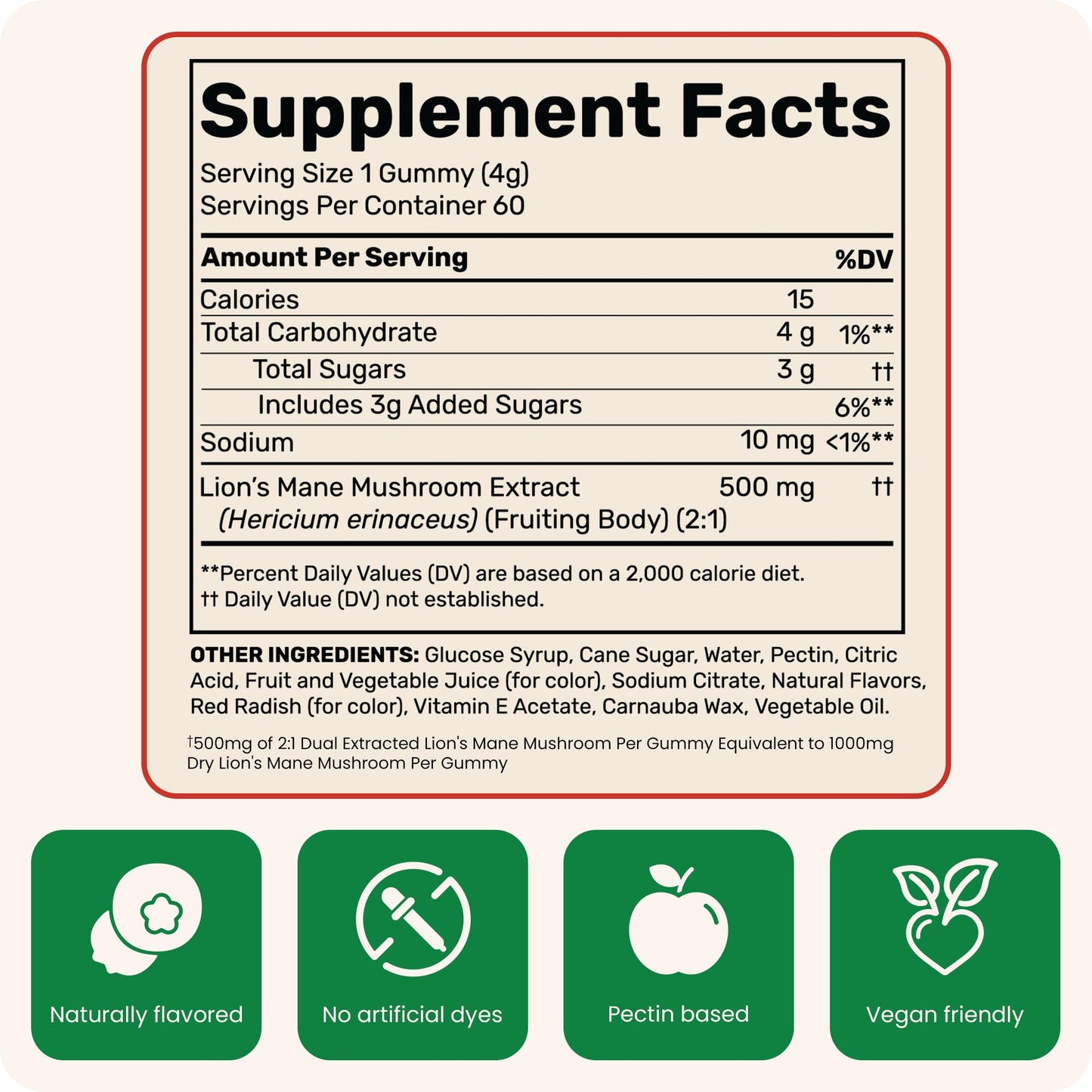 Fungies Lion's Mane Mushroom Gummies, Mixed Blueberry & Strawberry Flavor - Mushroom Supplement Gummy for Adults & Children Supports Brain Health, Cognitive Function Fungies