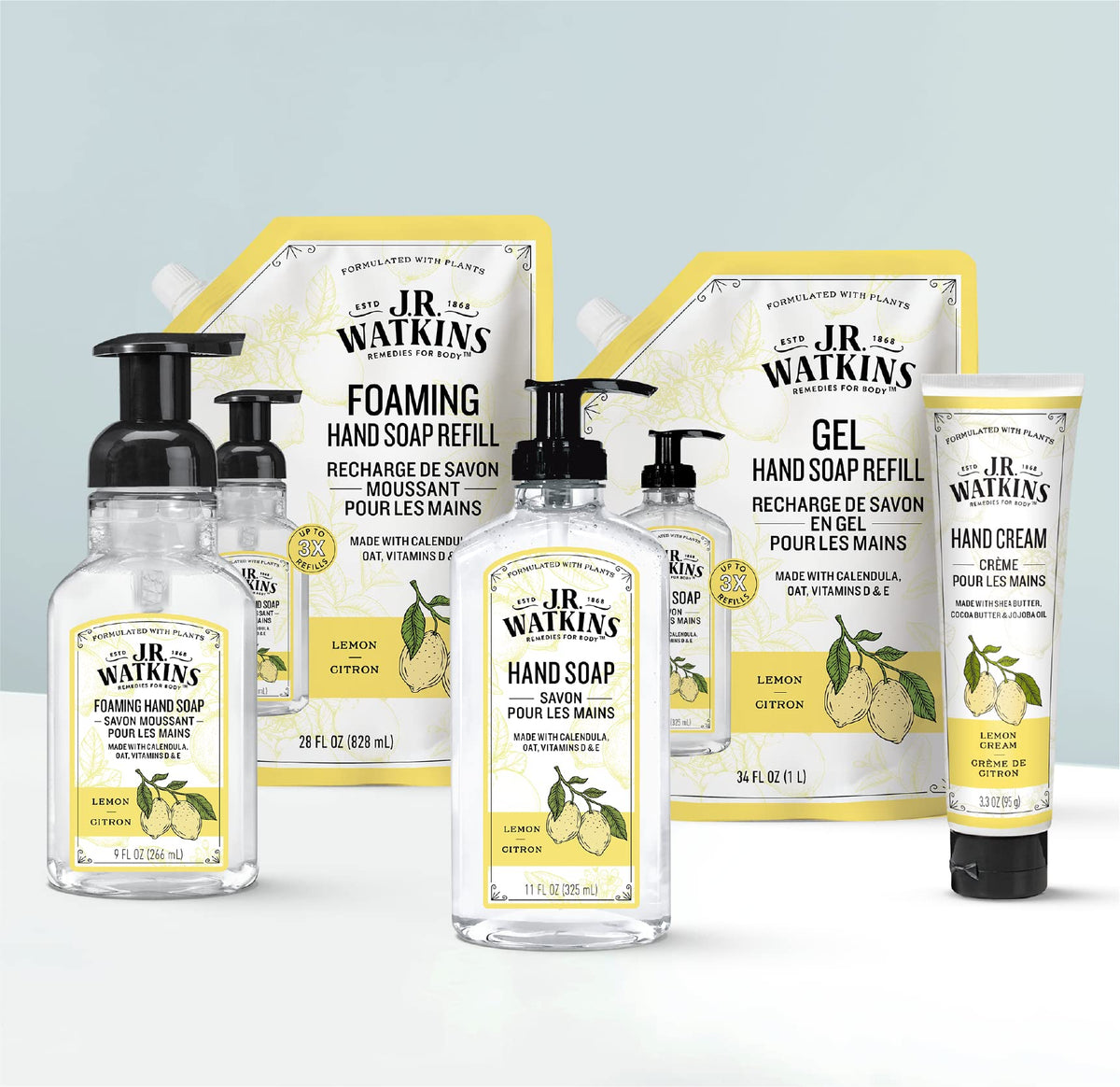 J.R. Watkins Moisturizing Foam Hand Soap Dispenser 3 Pack, Lemon, 9 fl oz J.R. Watkins