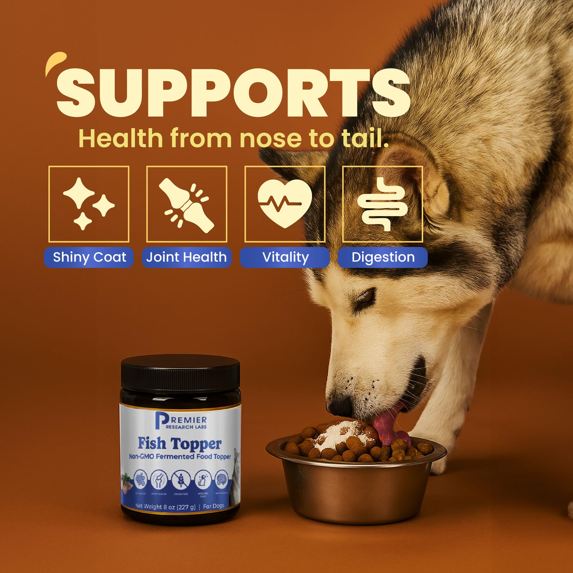 Premier Research Labs Fish Topper - Dried Dog Food Topper for Pets, Meal Mix Ins for Kibble, Supports Gut & Joint Health, Natural Source of Protein, Fermented, Grain Free, Non GMO - 16 oz Premier Research Labs buy australia supplements