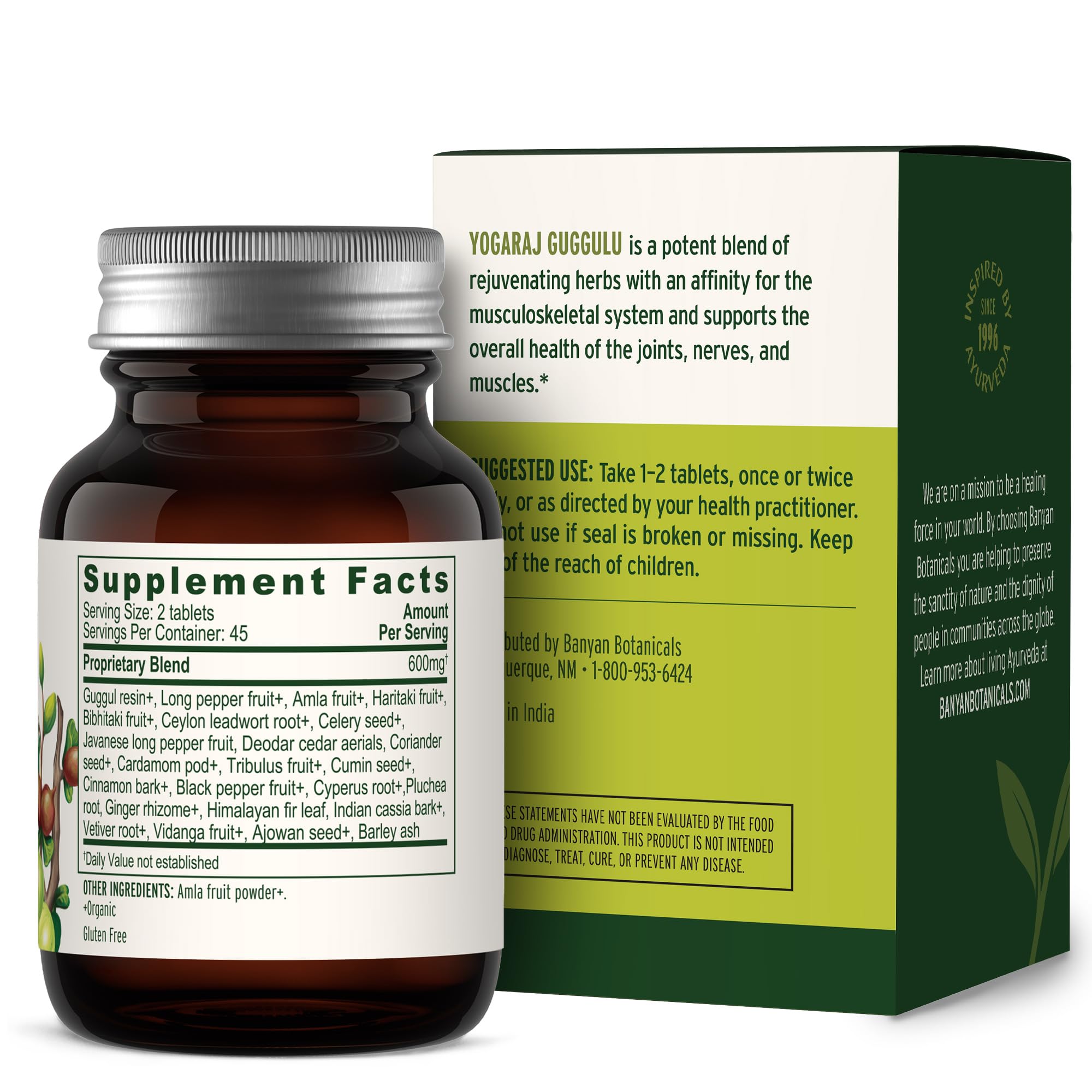 Banyan Botanicals Organic Yogaraj Guggulu – Joint Support & Mobility Supplement – Ayurvedic Herbal Blend for Flexibility, Neuromuscular Comfort – Deep Systemic Detox – 90 Tablets – USDA Organic* Banyan Botanicals buy australia supplements