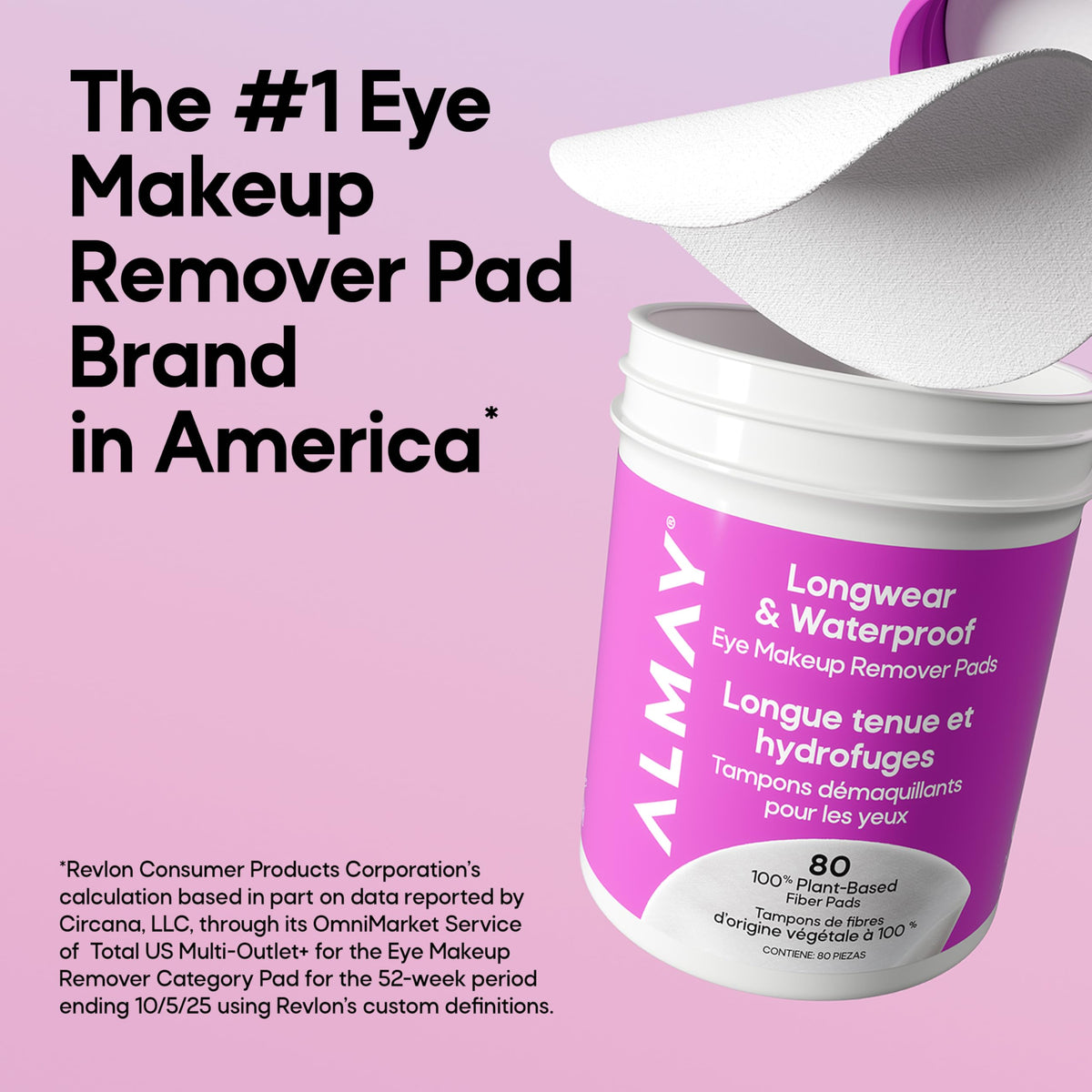Almay Longwear & Waterproof Eye Makeup Remover Pads, 120 Count Almay
