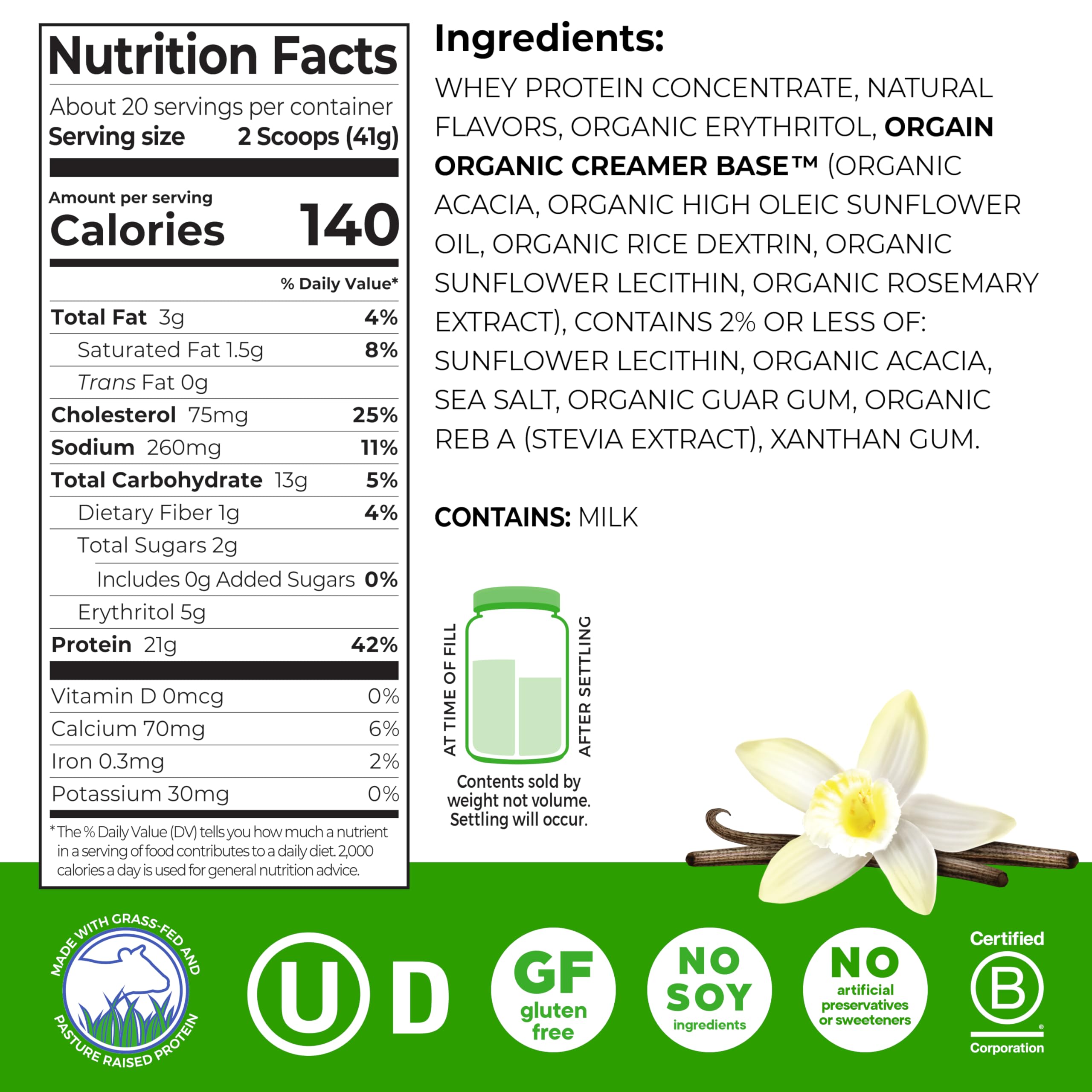 Orgain Whey Protein Powder, Vanilla Bean, 21g Grass Fed Dairy Protein, 5g BCAAs, 3g Prebiotic Fiber, 2g Sugar, No Added Hormones, Gluten Free, Kosher, for Shakes & Smoothies, 1.82 lb Orgain buy australia supplements
