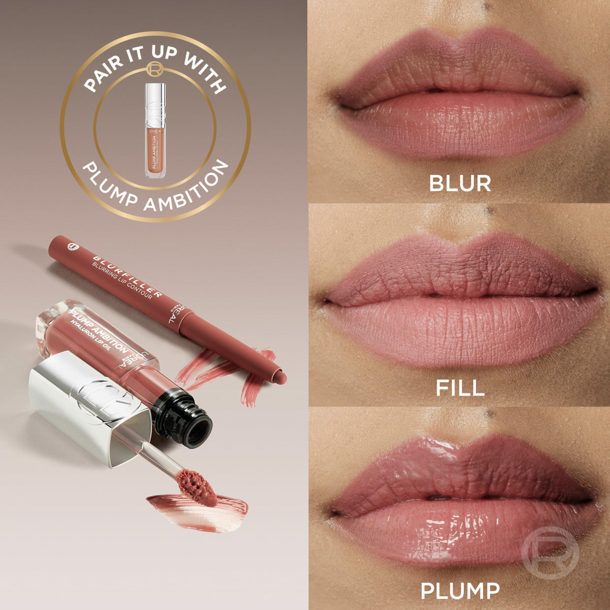 L'Oreal Paris Blurfiller Lip Liner, Lightweight, Buildable, and Sculpting Lip Pencil, Line, Define, and Contour for Fuller-Looking Lips, Nude Espresso, 0.21 oz L'Oreal Paris