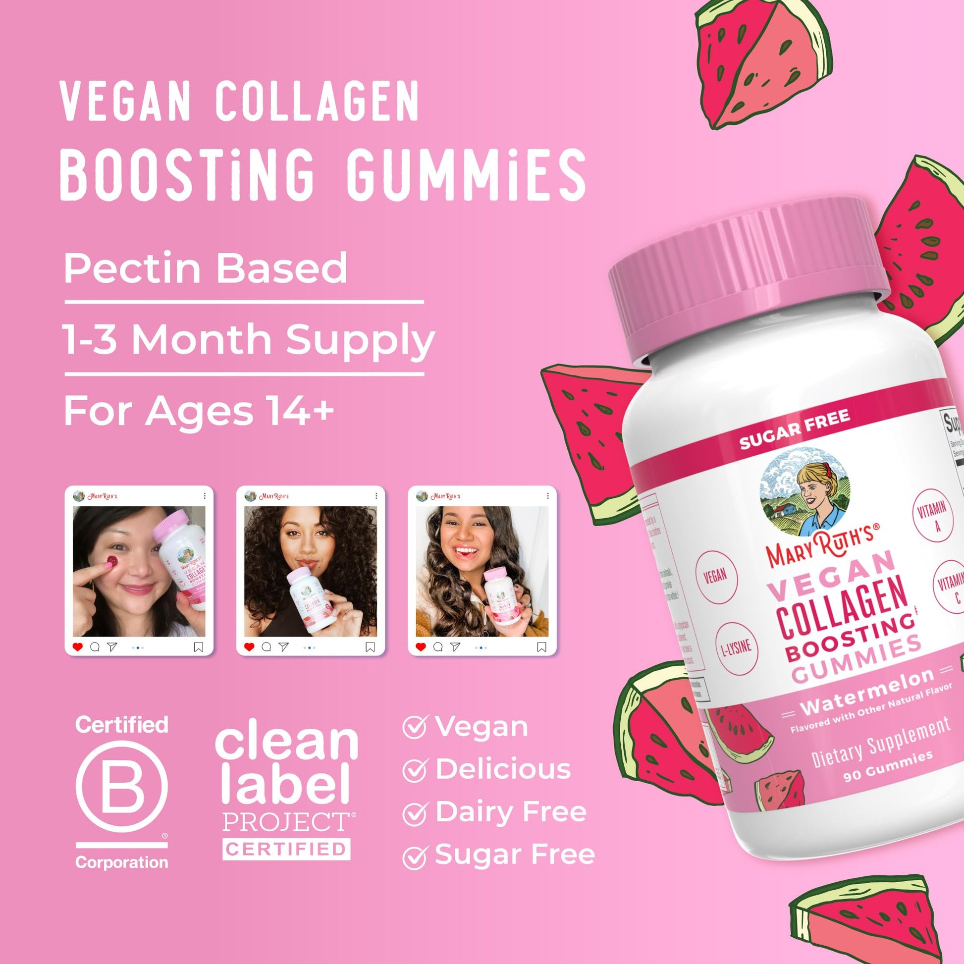 MaryRuth Organics Vegan Collagen for Women & Men, Collagen Boosting Gummies, Skin Care, Lysine, Vitamin C, Vitamin A, Amla, Supplement for Hair & Skin, Vegan, Non-GMO, Gluten Free, 90 Servings MARYRUTH'S buy australia supplements