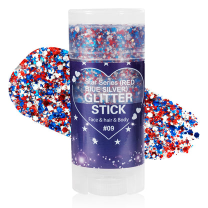 Mysense Patriotic Red White and Blue Body Glitter Stick,4th of July Accessories,Sparkling Face Hair Glitter for 4th of July Outfits Women Kids,American Flag Makeup for Independence Day 250 Anniversary Mysense