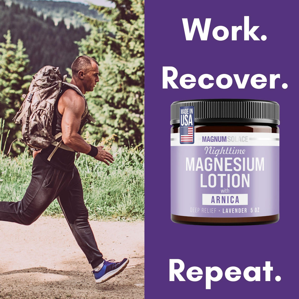 Magnum Solace Nighttime Magnesium Lotion with Arnica – Highly Concentrated Magnesium for Muscles & Joints – Apply to Legs or Feet Before Bed – Skin-Friendly Magnum Solace