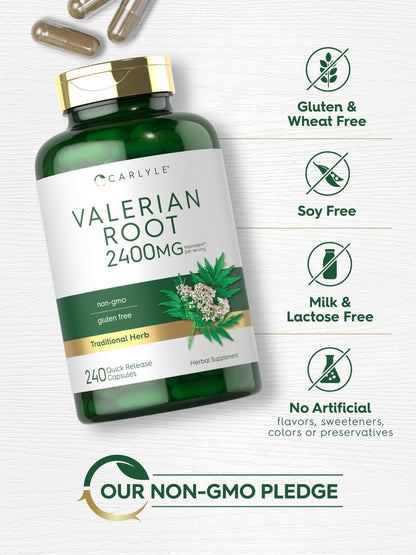 Carlyle Valerian Root Capsules | 240 Count | Herb Extract Supplement | Non-GMO, Gluten Free Carlyle