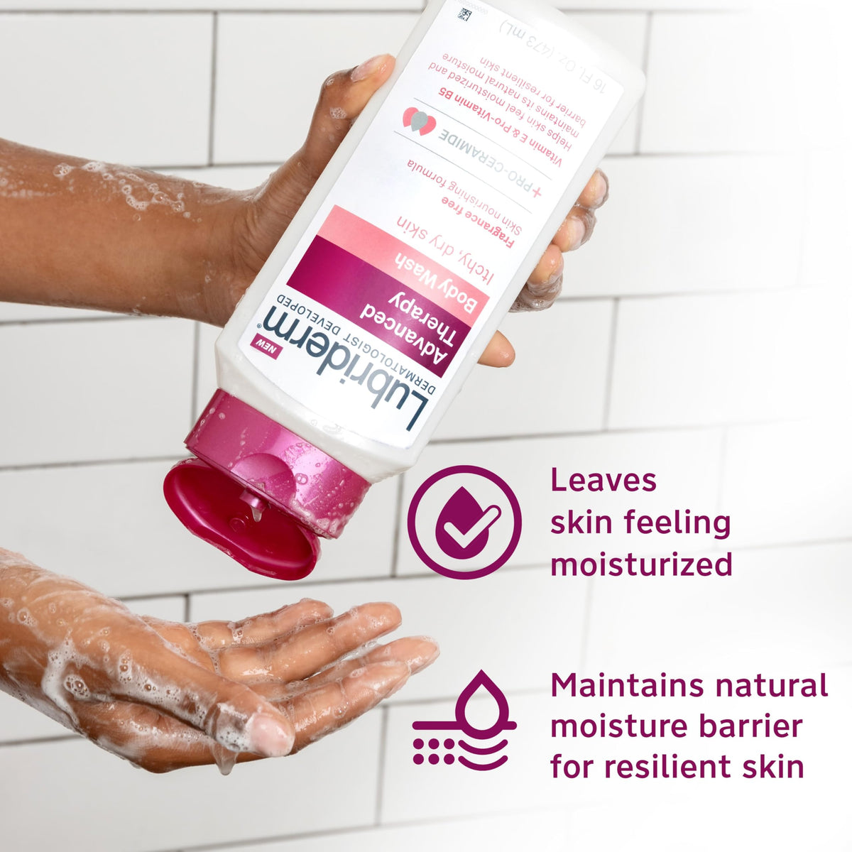 Lubriderm Advanced Therapy Unscented Body Wash, Vitamin E, 16 fl. Oz Lubriderm