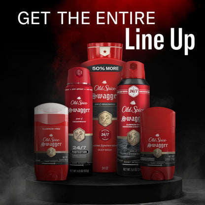 Old Spice Refreshing Body Wash for Men, 3X Defense, 24/7 Shower Fresh with Long Lasting Scent, Red Collection, Swagger with Cedarwood Scent, 24 oz (Pack of 2) Old Spice