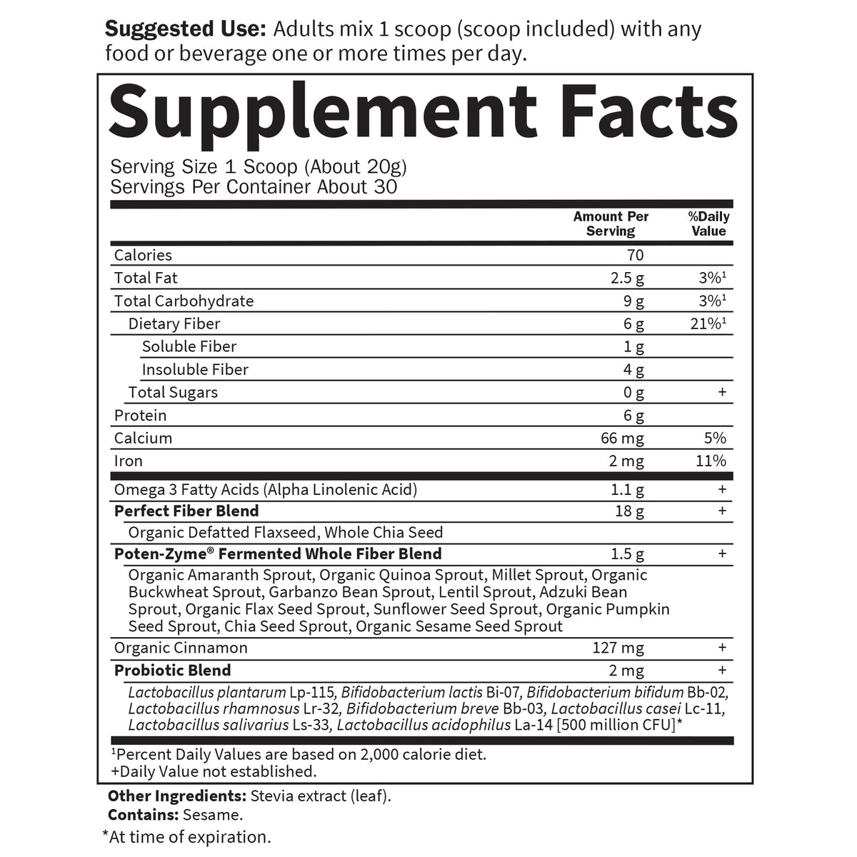 Garden of Life Super Seed - Vegetarian Whole Food Fiber Supplement with Protein and Omega 3, 5oz (600g) Powder Garden of Life