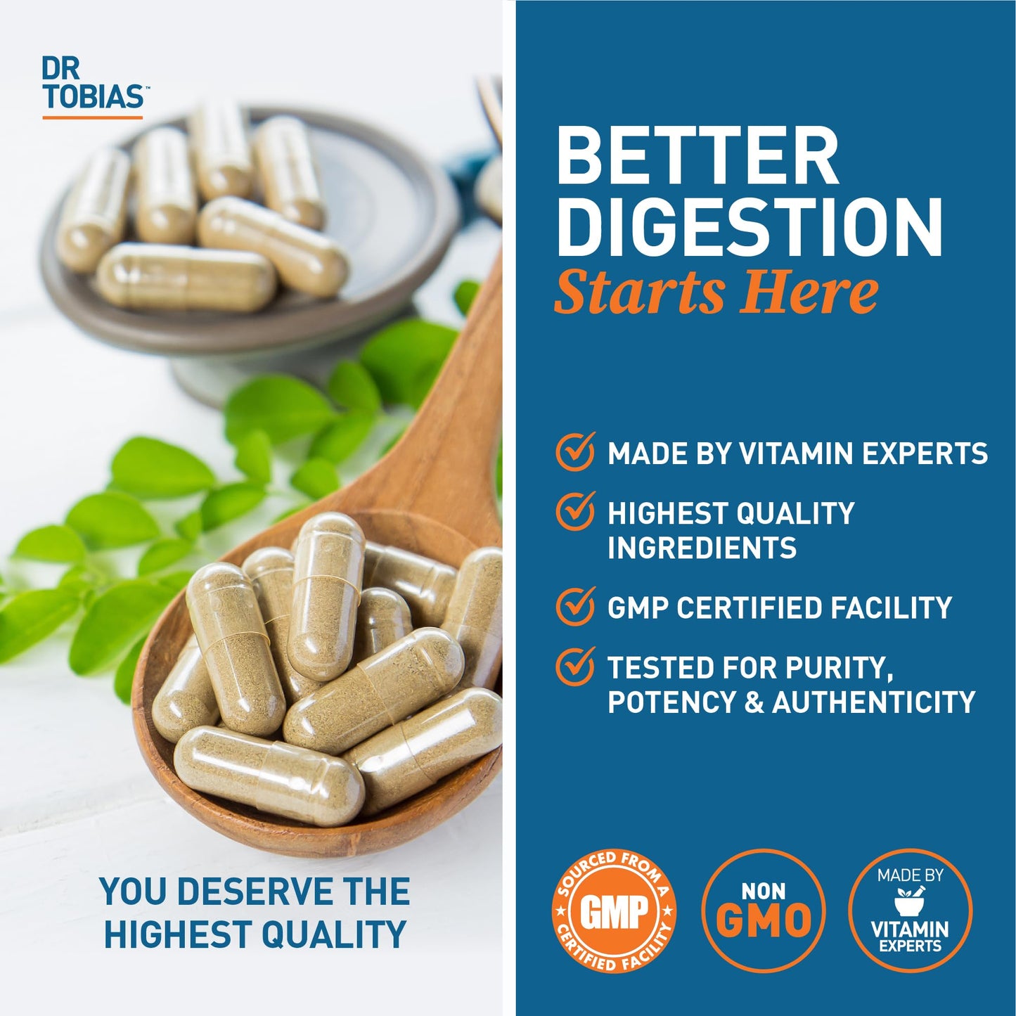 Dr. Tobias Digestive Enzymes Digestion Supplement with 18 Enzymes for Digestion and Gut Health | Includes Amylase Bromelain Lipase Lactase Protease Papain & More (60 Capsules 30 Servings)