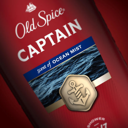 Old Spice Refreshing Body Wash for Men, 3X Defense, 24/7 Shower Fresh with Long Lasting Scent, Red Collection, Captain with Bergamot Scent, 33.4 oz Old Spice