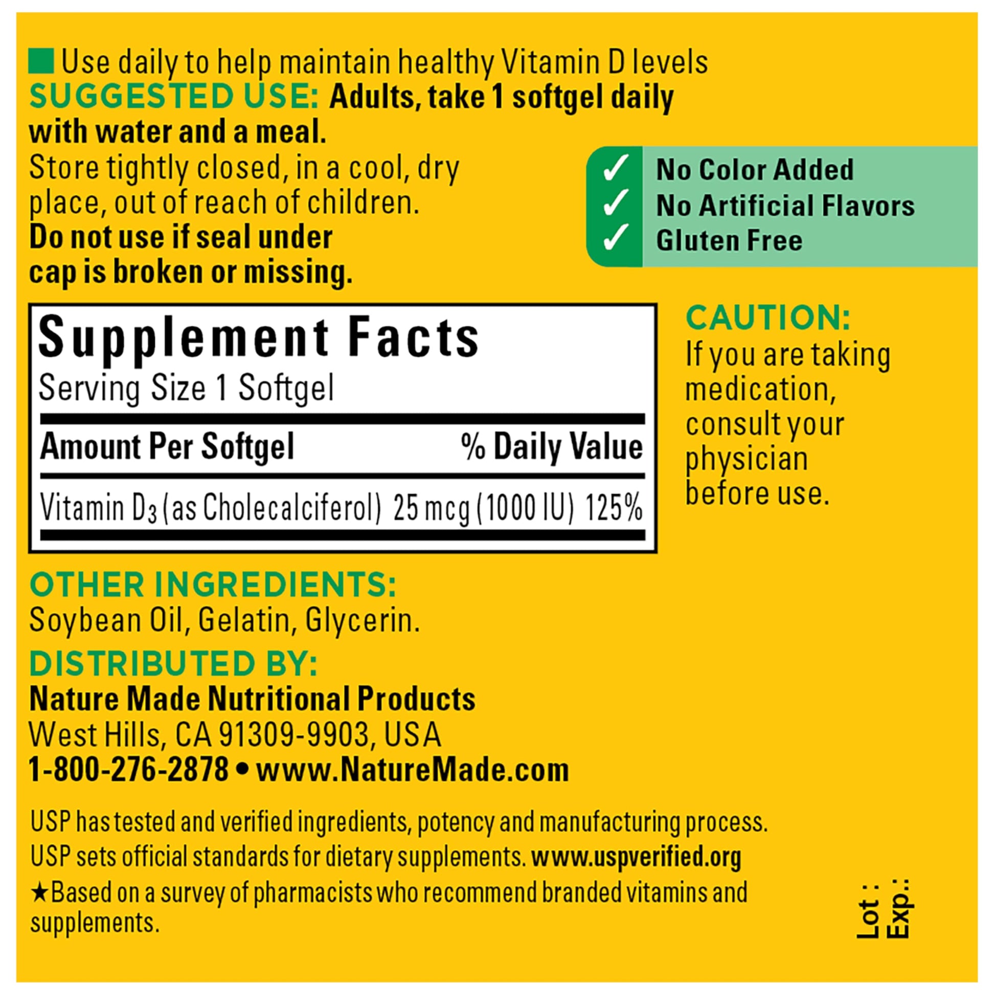 Nature Made Vitamin D3 1000 IU (25 mcg), 300 Vitamin D Softgels | Vitamin D Supplement for Immune, Bone, Teeth and Muscle Health Support, 300 Day Supply Gsupps Australia