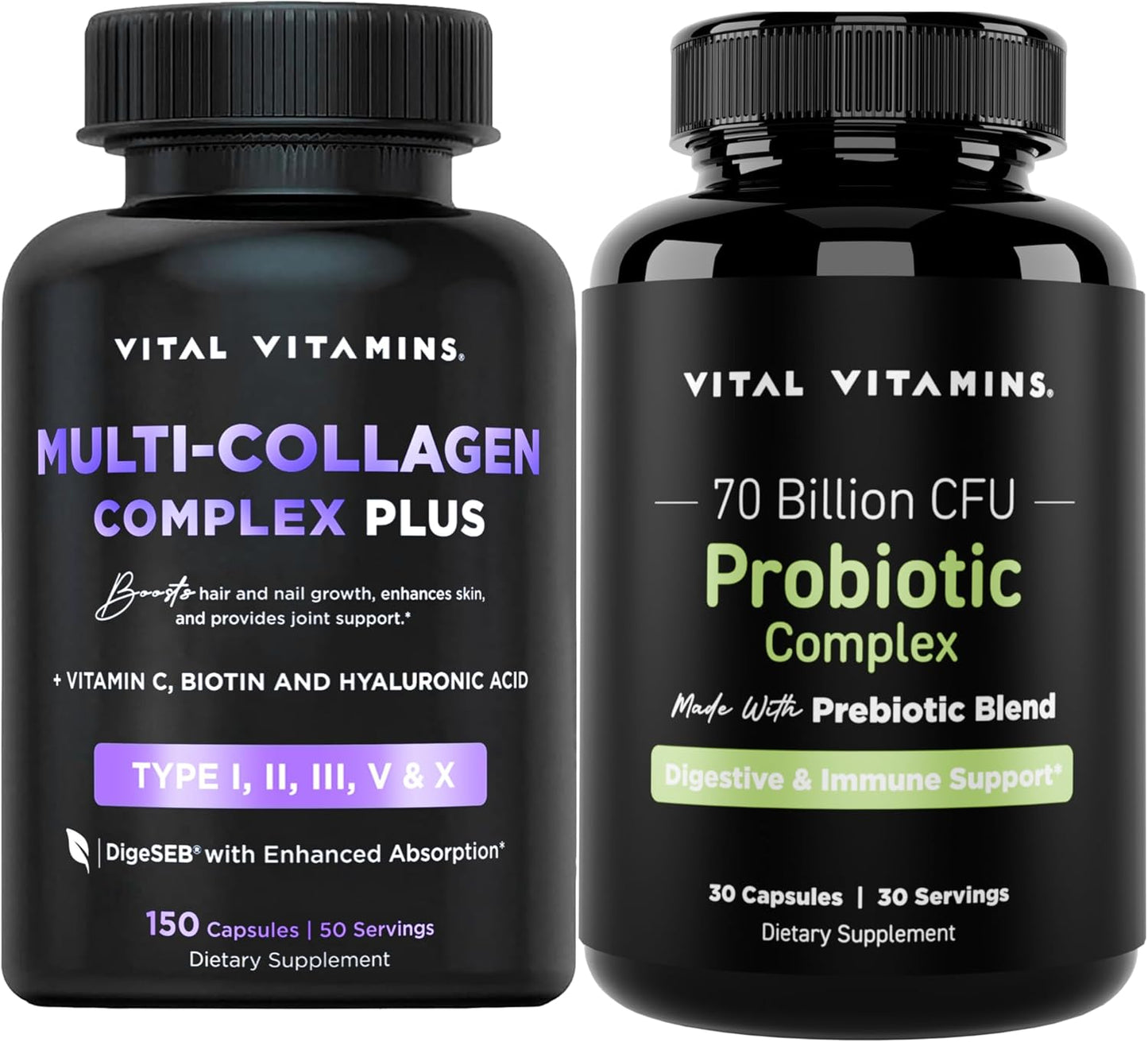Vital Vitamins Multi Collagen Complex Plus Capsules + Probiotic Complex Gsupps Australia