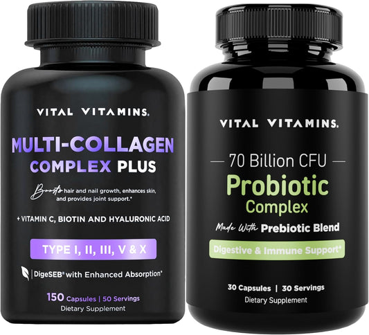 Vital Vitamins Multi Collagen Complex Plus Capsules + Probiotic Complex Gsupps Australia