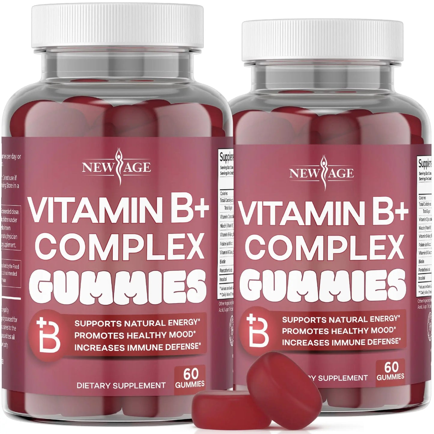 NEW AGE Vitamin B Complex Gummies with Vitamin B3, B6, & B12 – with Biotin, Folic Acid & Vitamin C – Gluten-Free, Vegan NEW AGE