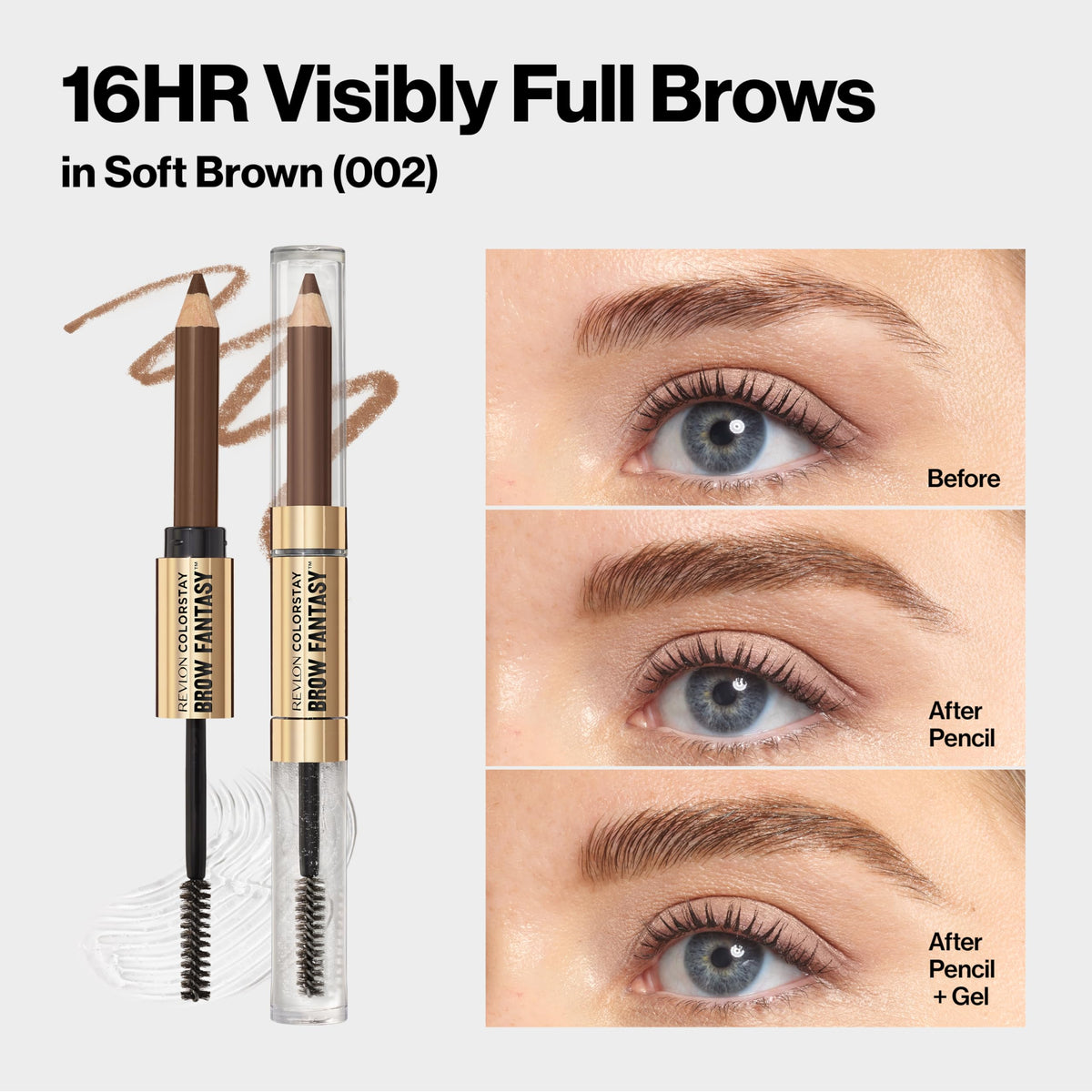Revlon ColorStay Brow Fantasy Pencil & Gel, 002 Soft Brown REVLON