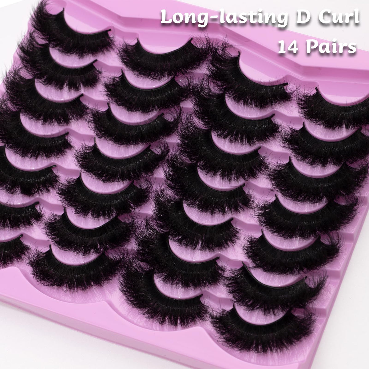 LEAFMOON Mink Lashes Fluffy 20mm Volume False Eyelashes 8D Cat Eye Strip Lashes D Curl 14 Pairs Dramatic Soft Eyelash 25mm Big Long Lash Strips Lashes Pack That Look Like Extensions Faux Mink Lashes LEAFMOON