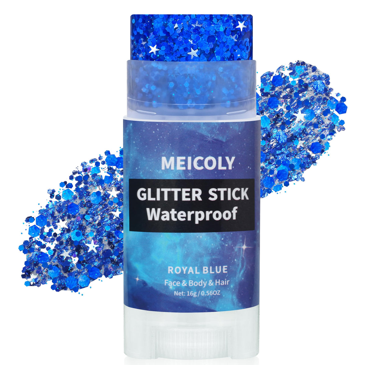 MEICOLY Royal Blue Face Hair Glitter Stick,USA Flag Makeup for Memorial Day Veterans Day,Halloween Waterproof Body Glitter Rave Accessories Blue Field Day Accessories MEICOLY
