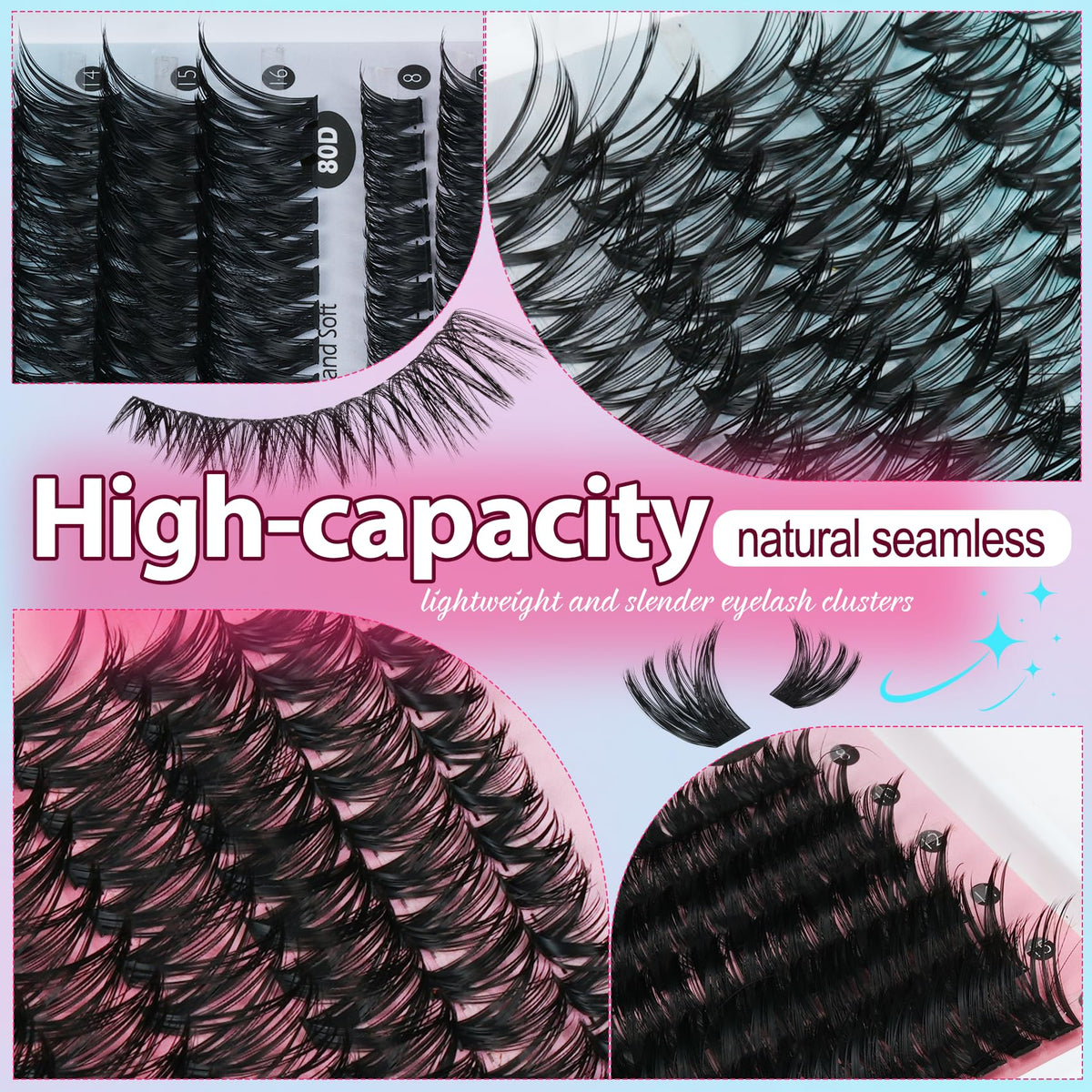 Lash Clusters Kit 708Pcs Individual Cluster Lash Extensions Kit 30D+40D+50D+60D+80D+100D Wispy Eyelash Clusters with Lash Bond and Seal and Tweezers 10-16mm 6 Styles Mix Lashes Clusters Kit Mamzy Luxe