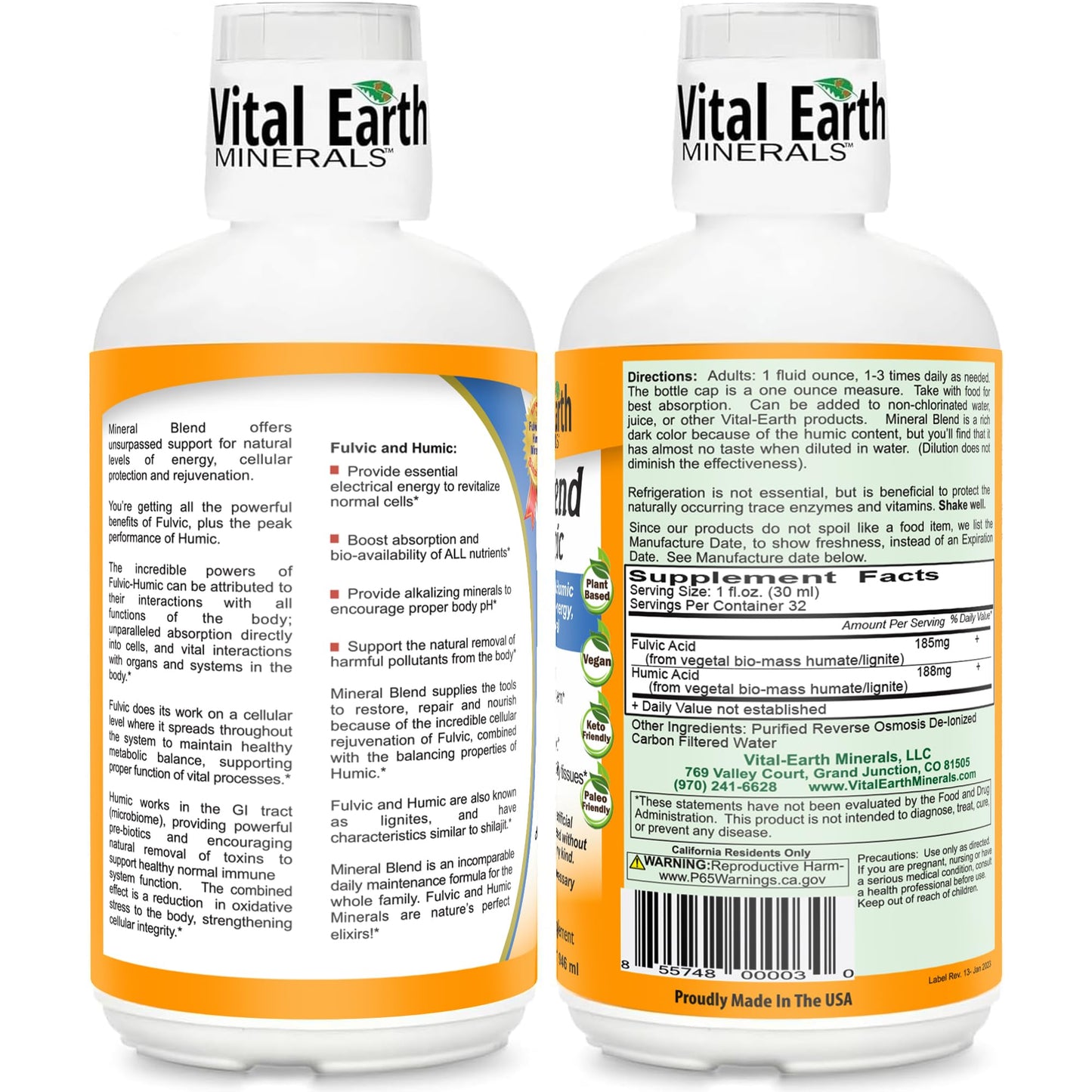 Vital Earth Minerals Fulvic Humic Mineral Blend Liquid – Fulvic Acid Supplement with 70+ Trace Minerals, Electrolytes for Recovery Vital Earth Minerals